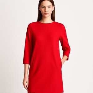 Frances Valentine Red Wool Sheath Dress S | Holiday Party Work Winter Classic